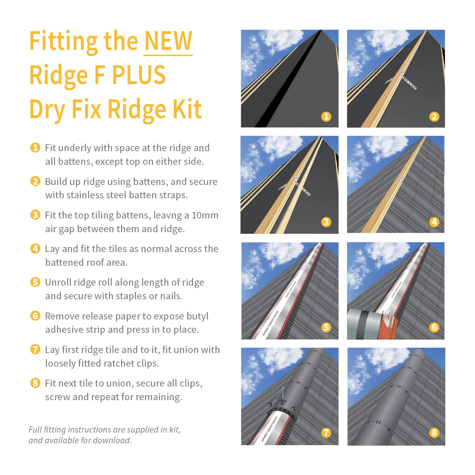10m EasyRidge F PLUS Dry Fix Ridge Kit - Image 4