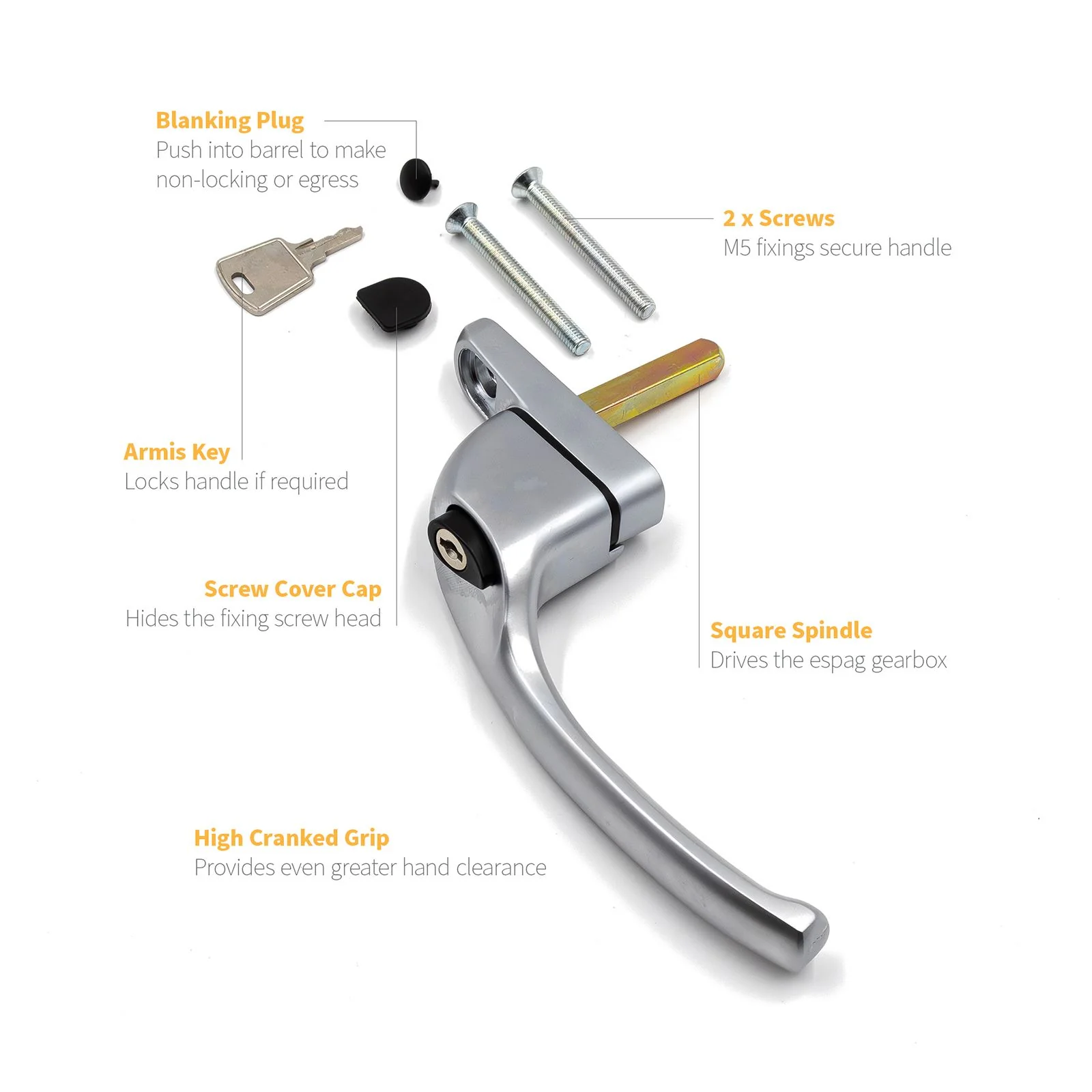 Armis Cranked Espag Window Handle - Image 13