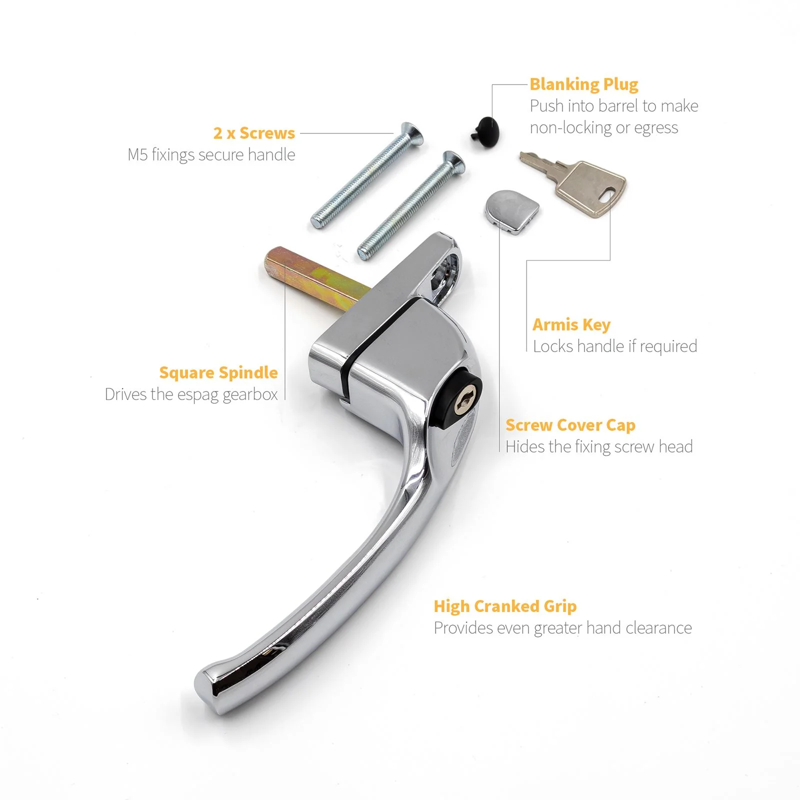 Armis Cranked Espag Window Handle - Image 17