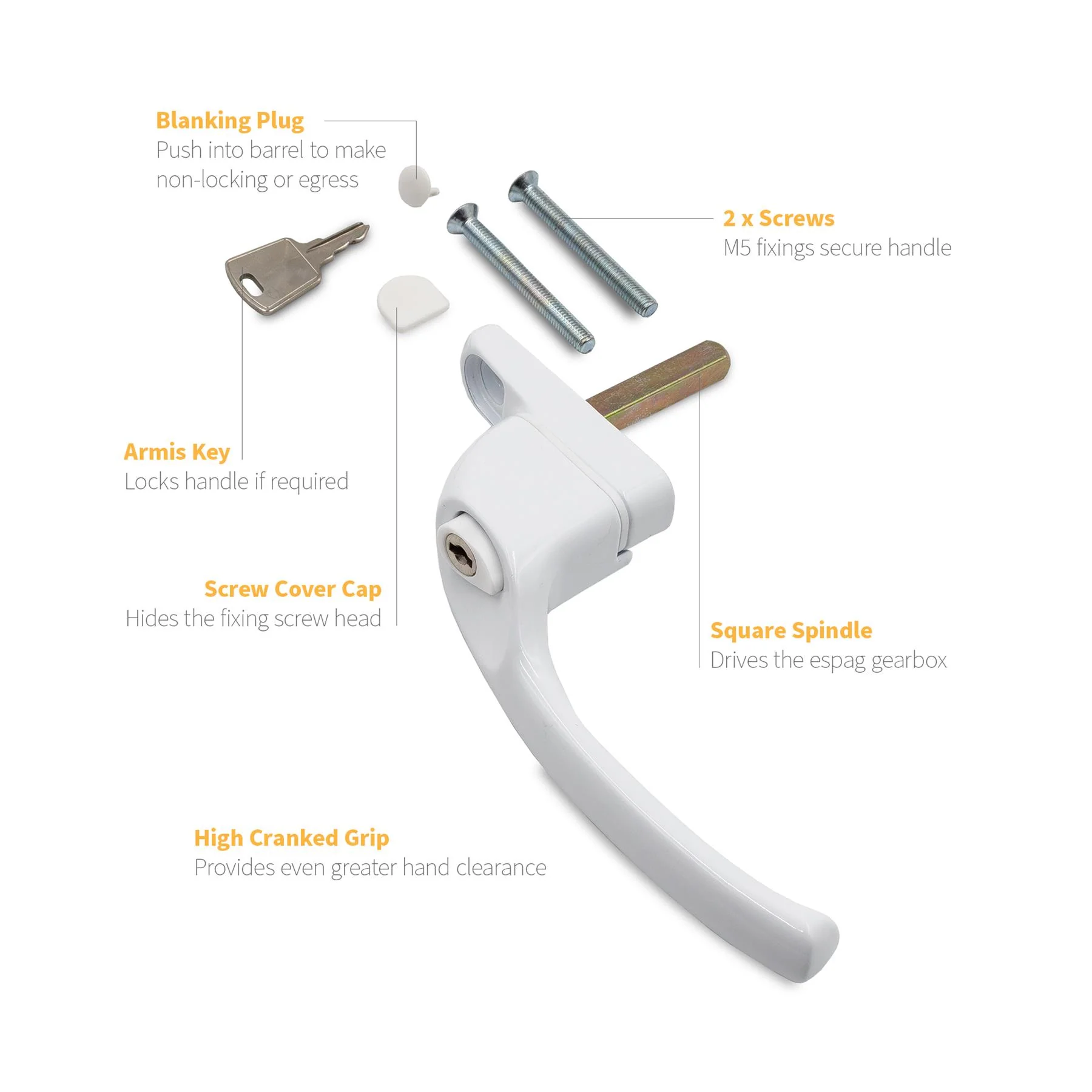 Armis Cranked Espag Window Handle - Image 3