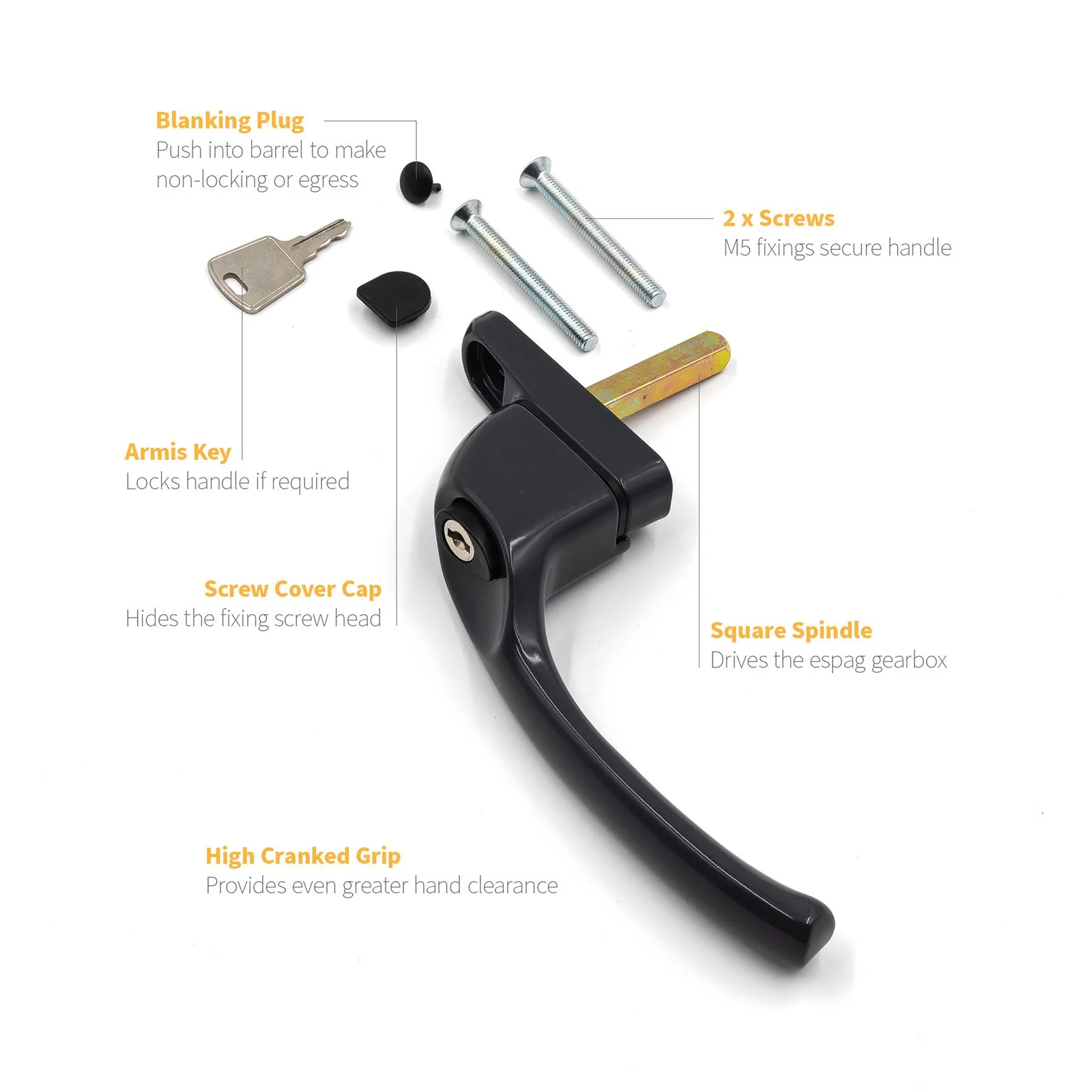 Armis Cranked Espag Window Handle - Image 8